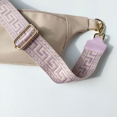 Taschengurt Taschenriemen Labyrinth Muster-hellila ecrue -helllila Leder -gold Schnallen