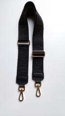 Taschengurt Taschenriemen grafisches Muster 3D-schwarz-schwarze Lederenden - gold Schnalle