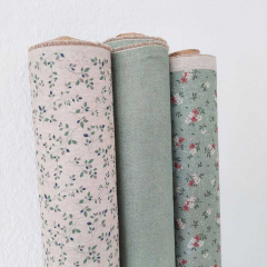 Dekostoff Blmchen, rotbraun creme altgrn