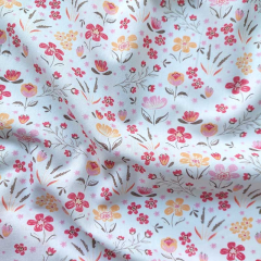 Baumwollstoff Blumen Blmchen, matt rot wei