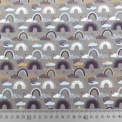 Jerseystoff Rgenbogen Wolken, beige braun