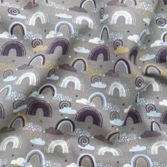 Jerseystoff Rgenbogen Wolken, beige braun