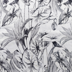 Viskose Stoff Blumen Ranken sandwashed, schwarz graubeige