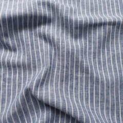 Halbleinen Leinen Baumwolle Streifen, weiß dunkel jeansblau