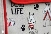 Dekostoff Hunde Dogs Life Leinen Optik, natur B-WARE
