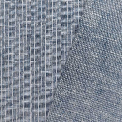 Halbleinen Leinen Baumwolle schmale Streifen, weiß indigoblau