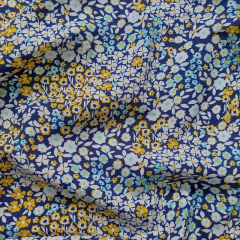 RESTSTCK 40 cm Viskose Stoff Popelin Blmchen Blusenstoff, gelb hellblau dunkelblau