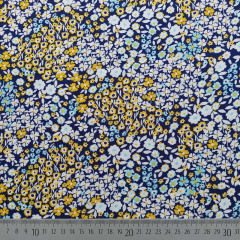 RESTSTCK 40 cm Viskose Stoff Popelin Blmchen Blusenstoff, gelb hellblau dunkelblau