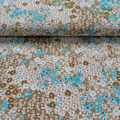 Viskose Stoff Popelin Blmchen Blusenstoff, trkis wei khaki