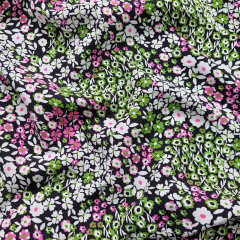 Viskose Stoff Popelin Blmchen Blusenstoff, pink hellgrn schwarz