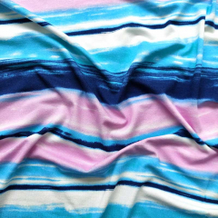Viskose Jerseystoff Streifen, blau rosa