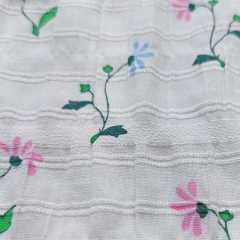 Baumwollstoff Voile Blumen, hellblau rosa wei