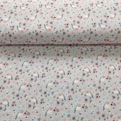 Musselin Stoff Blumen Vgel Double Gauze, nude