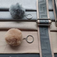 Taschengurt Taschenriemen grafisches Muster 5 cm breit, ecrue dunkelgrau, dunkelgraues Leder, silber Schnallen