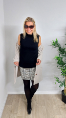 Wildlederimitat Schlangenmuster Snake Print, hellbeige grau