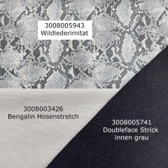 Wildlederimitat Schlangenmuster Snake Print, hellbeige grau