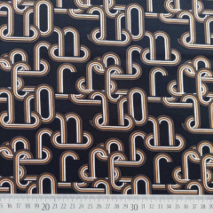 Viskose Twillstoff grafisches Muster mit Stretch, braun camel schwarz