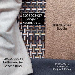 Bengalin Stretchstoff grafisches Muster, camel taupe schwarz