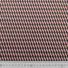 Jacquard Stoff Gitternetz grafisches Muster, rostbraun ecrue schwarz