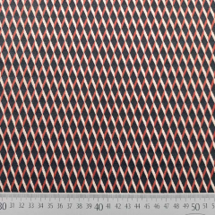 Jacquard Stoff Gitternetz grafisches Muster, rostbraun ecrue schwarz