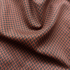 Jacquard Stoff Fischgrtmuster, rostbraun schwarz