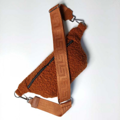 Boucle Stoff Lammfell Optik, terracotta braun
