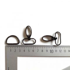 Taschenzubehr Set D-Ringe Karabiner Schieber 25 mm, gun metal