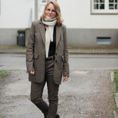 Bengalin Stoff Stretchstoff kleine Waben, hellbeige schwarz dunkelgrau