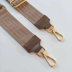 Taschengurt grafisches Muster -taupe- taupe Leder- gold Schnallen