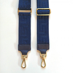 Taschengurt Taschenriemen grafisches Muster 3D - dunkelblau -dunkelblaues Leder- goldene Schnallen