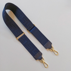 Taschengurt Taschenriemen grafisches Muster 3D - dunkelblau -dunkelblaues Leder- goldene Schnallen