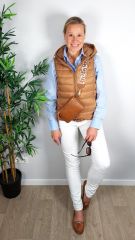 Taschengurt Taschenriemen HH-Muster, cremewei Havanna Braun - gold Schnallen