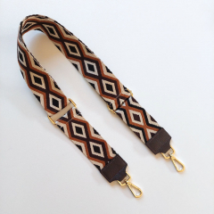 Taschengurt Taschenriemen Rauten schwarz dunkelbraun cremewei, gold Schnallen