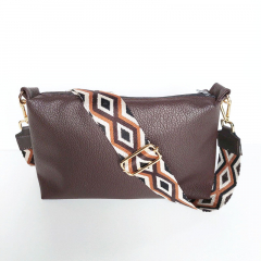 Taschengurt Taschenriemen Rauten schwarz dunkelbraun cremewei, gold Schnallen