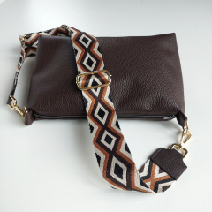 Taschengurt Taschenriemen Rauten schwarz dunkelbraun cremewei, gold Schnallen