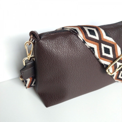 Taschengurt Taschenriemen Rauten schwarz dunkelbraun cremewei, gold Schnallen