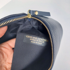 Ledertasche rechteckig mit Lederriemen - dunkelblau -gold Schnallen