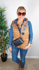 Ledertasche rechteckig mit Lederriemen - dunkelblau -gold Schnallen