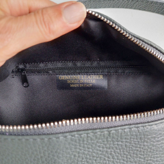 Bauchtasche Leder mit Lederriemen - Dunkelgrau -silber Schnallen-Made in Italy
