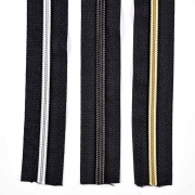 endlos Reiverschluss metallisiert GOLD 3 mm Spirale + 3 Schieber, schwarz