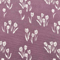 Dekostoff Leinenlook Blumen, creme mauve