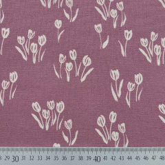Dekostoff Leinenlook Blumen, creme mauve