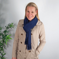 Cashmere Wollschal uni, dunkelblau
