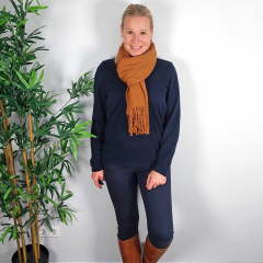 Cashmere Wollschal uni, cognac braun
