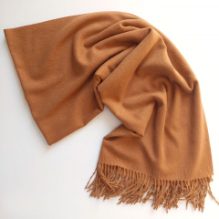 Cashmere Wollschal uni, cognac braun