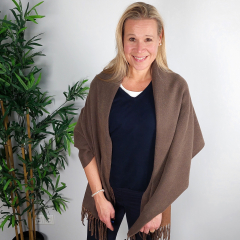 Kaschmir Wollschal Cashmere Woolblend Doubleface, matt braun nougat