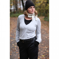 Strickstoff Glattstrick weich dnn, grau meliert