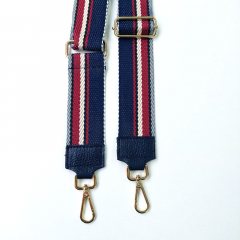Taschengurt Taschenriemen Streifen 5 cm, grau weinrot dunkelblau, gold Schnallen