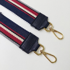 Taschengurt Taschenriemen Streifen 5 cm, grau weinrot dunkelblau, gold Schnallen