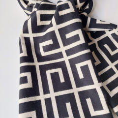 Halstuch Labyrinth Muster, hellbeige schwarz